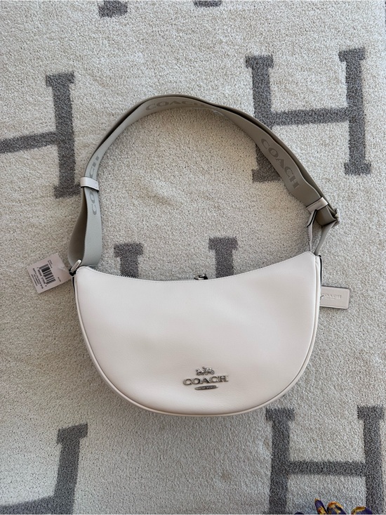 Coach Handbags - Coach Chalk Crescent Shoulder Bag with Logo Strap